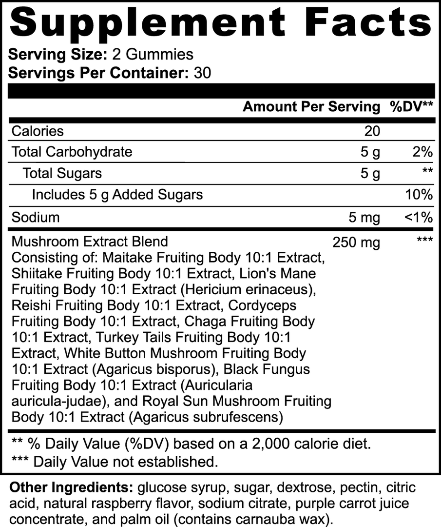 Vital Mushroom Complex Gummies – 12 Functional Mushrooms (60 Gummies)